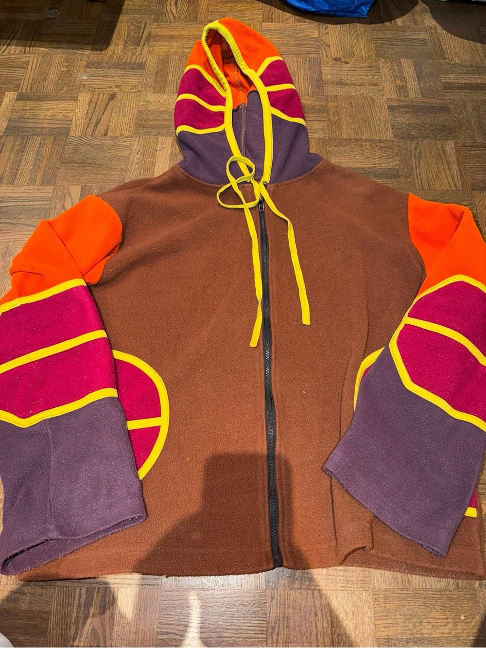 Colorblock Hooded Jacket in Brown & Orange vintage